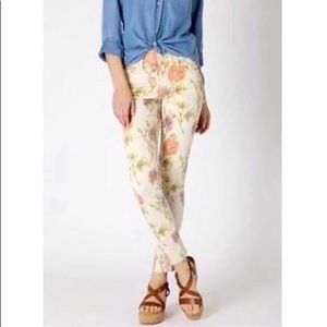 Anthropologie High Waisted Floral Denim Pants